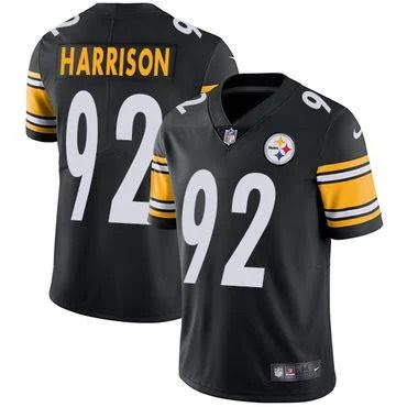 Men Pittsburgh Steelers #92 Harrison Nike Black Vapor Limited NFL Jersey